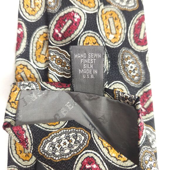 Robert Talbott Black Oval Geometric Silk Tie 4" x 57" Made In USA - Picture 2 of 6